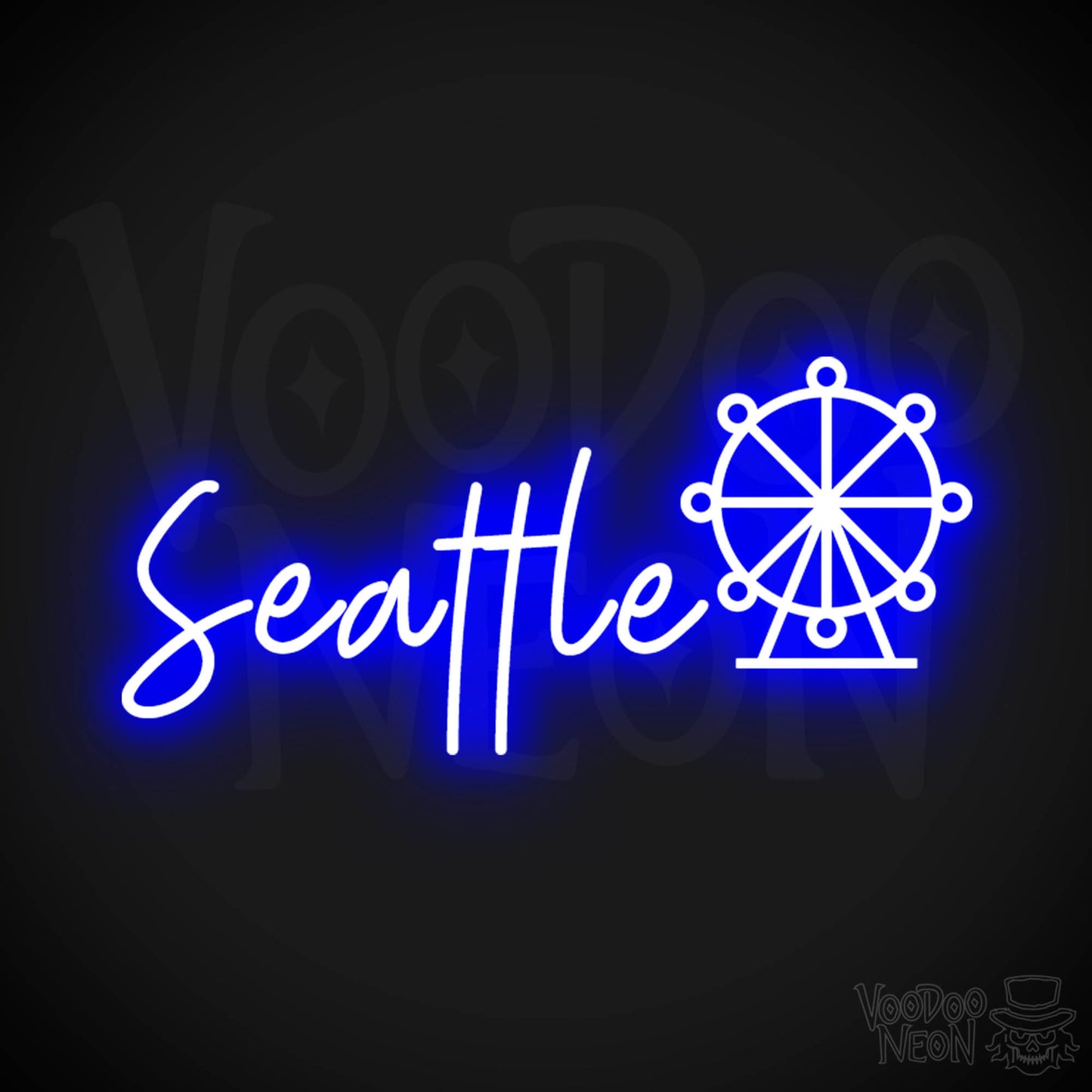 Seattle Neon Sign - Neon Seattle Sign - LED Signs - Wall Art - Color Dark Blue