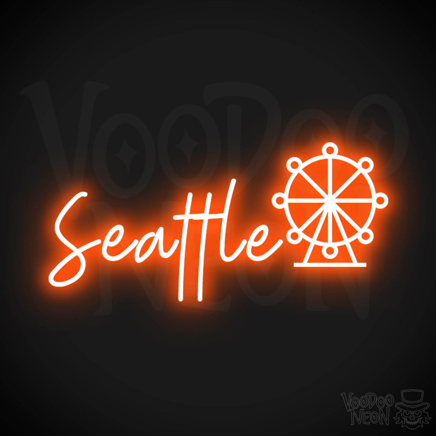 Seattle Neon Sign - Neon Seattle Sign - LED Signs - Wall Art - Color Orange