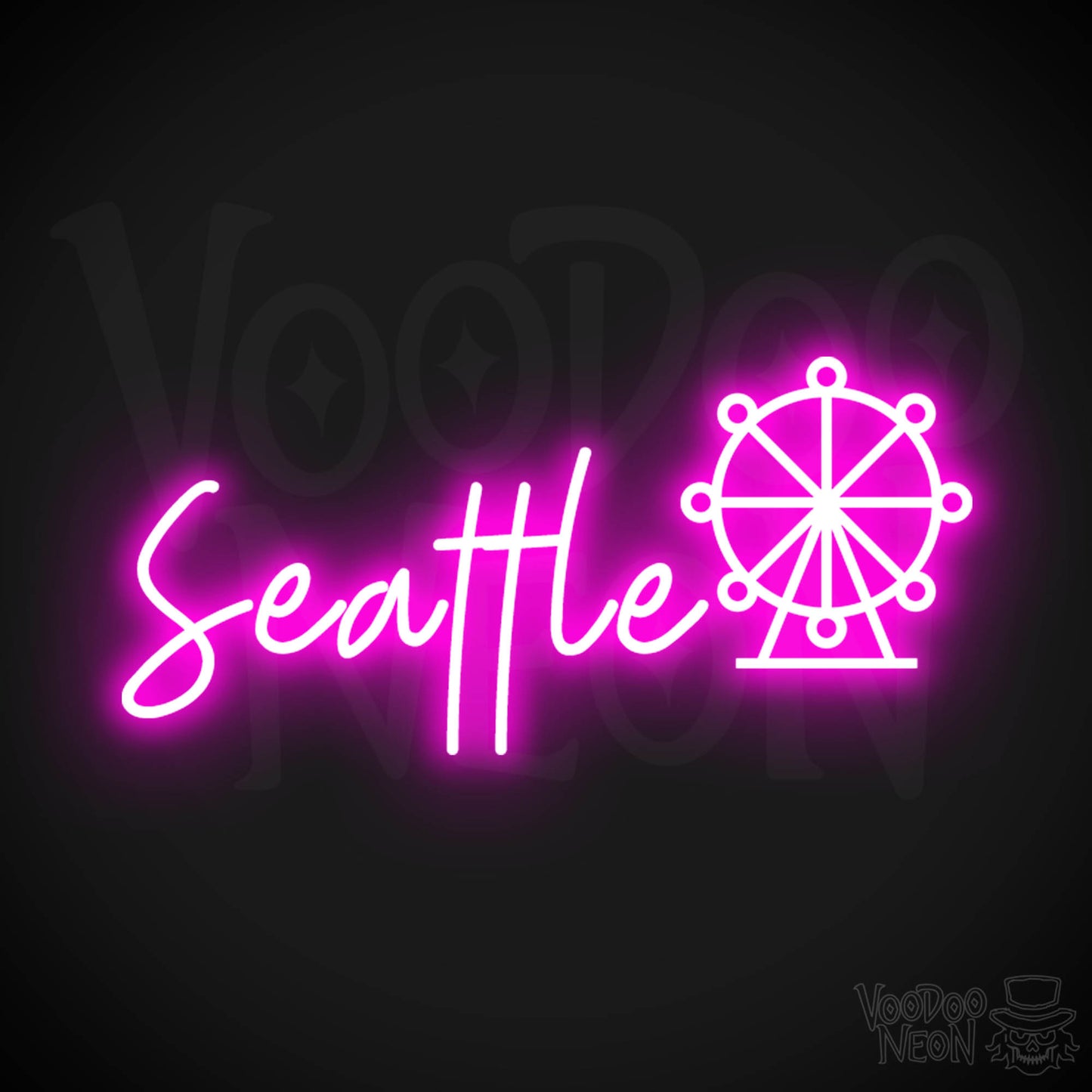 Seattle Neon Sign - Neon Seattle Sign - LED Signs - Wall Art - Color Pink