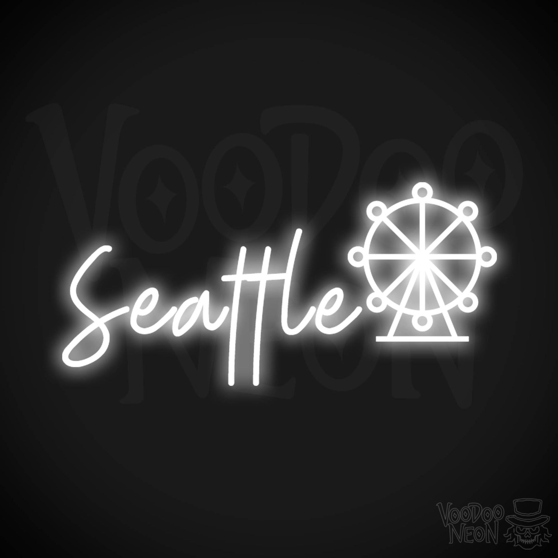 Seattle Neon Sign - Neon Seattle Sign - LED Signs - Wall Art - Color White