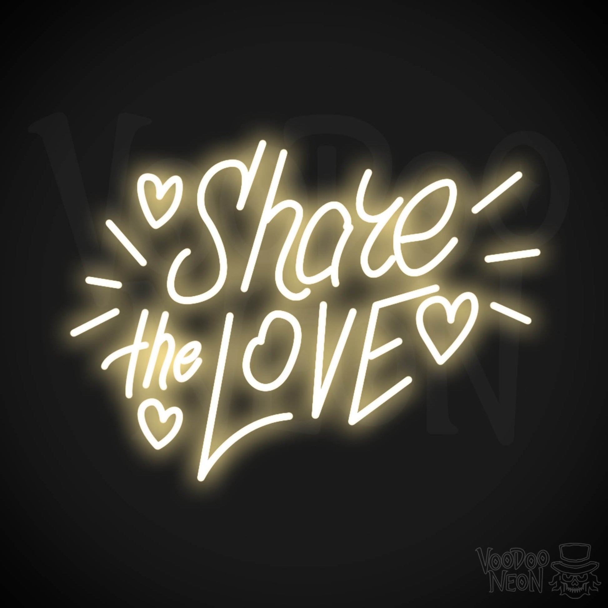 Share The Love Neon Sign - Neon Share The Love Sign - Color Warm White