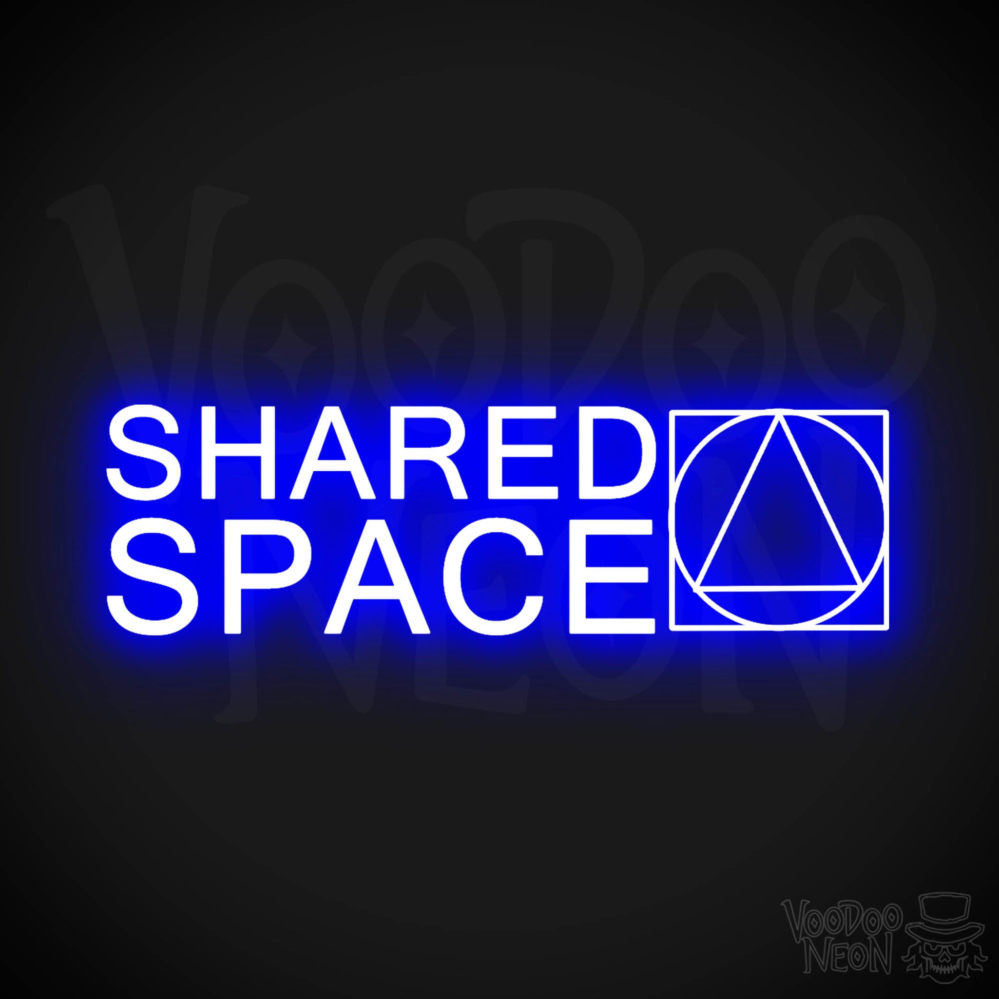 Shared Space Neon Sign - Neon Shared Space Sign - Color Dark Blue