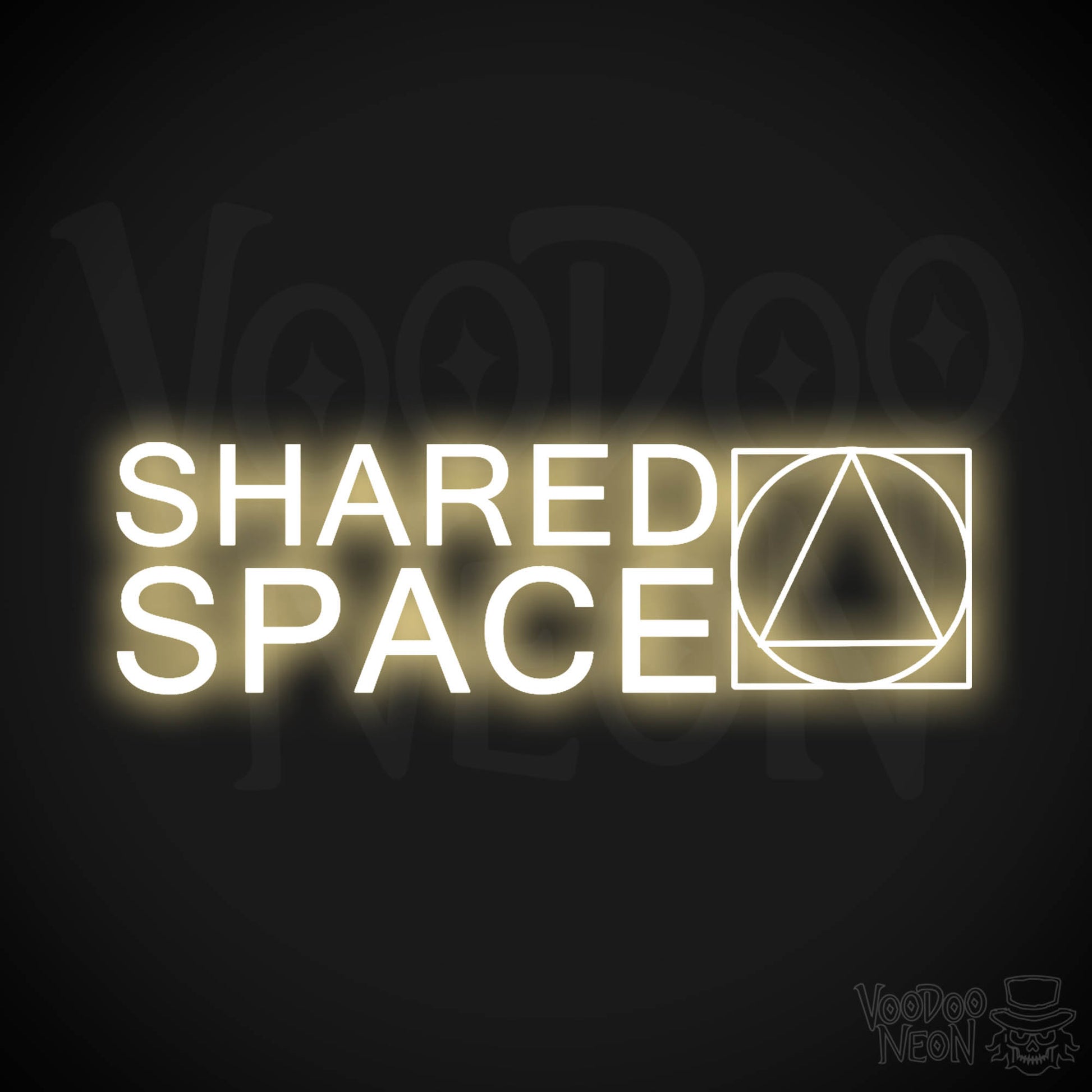 Shared Space Neon Sign - Neon Shared Space Sign - Color Warm White