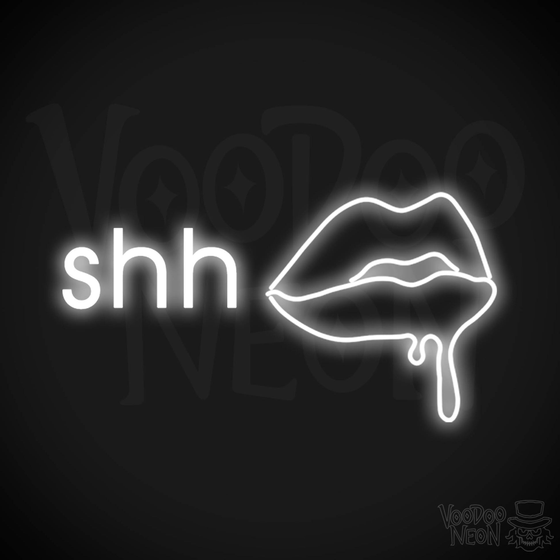 Shhh Kiss Lips Neon Sign - Neon Kiss Sign - Kiss Neon Sign - Color White