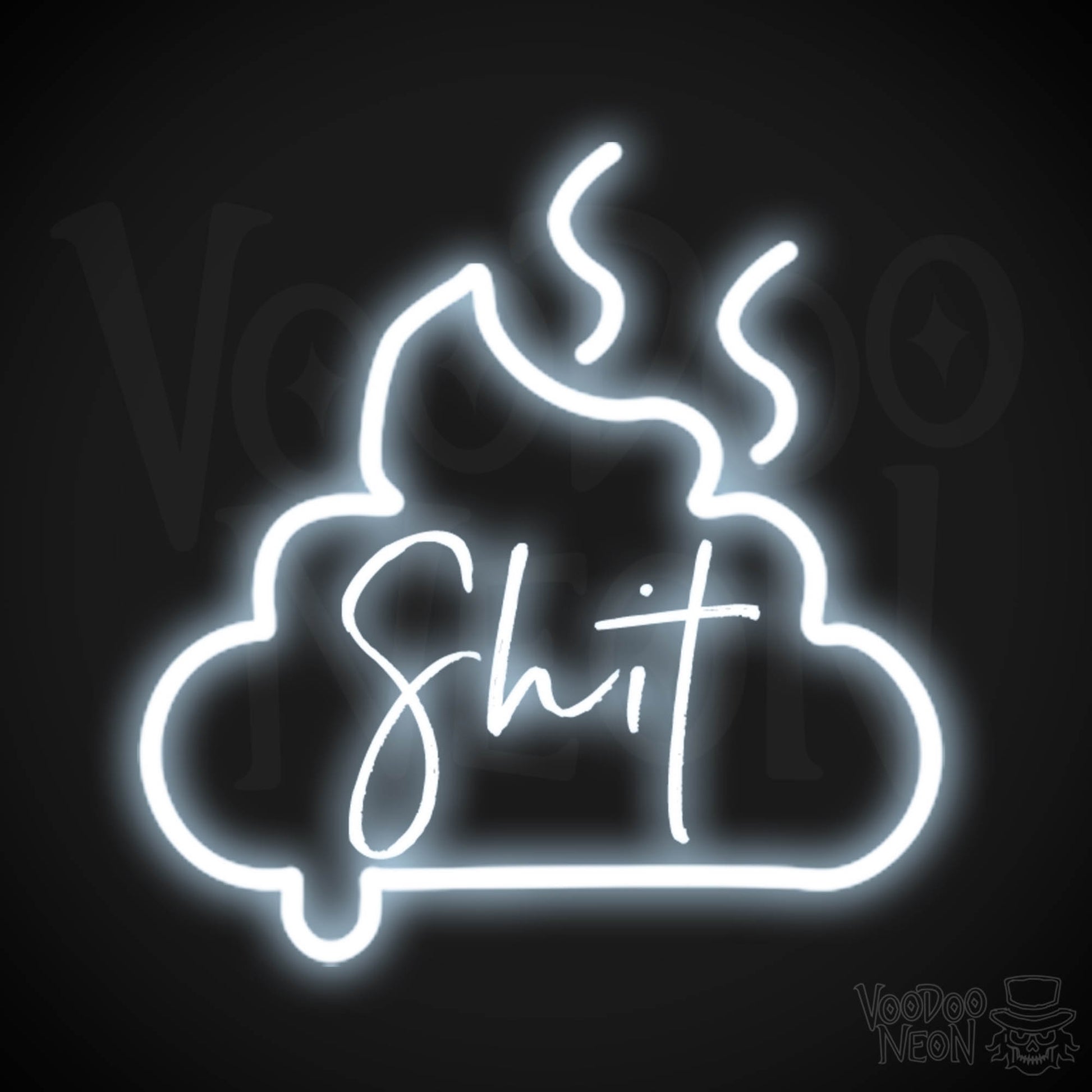 Shit Neon Sign - Neon Shit Sign - Wall Art - Color Cool White