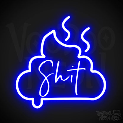 Shit Neon Sign - Neon Shit Sign - Wall Art - Color Dark Blue