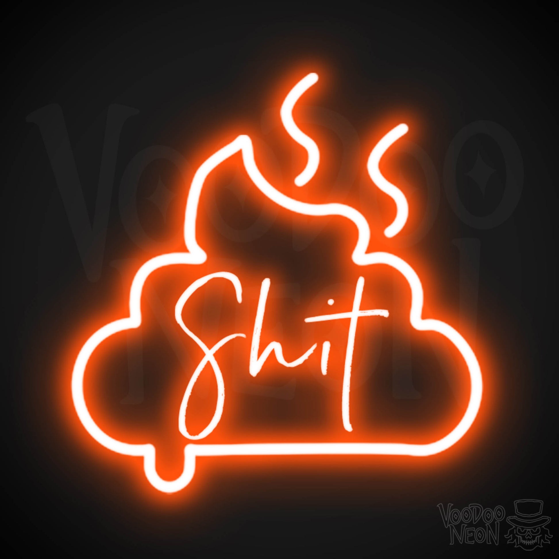 Shit Neon Sign - Neon Shit Sign - Wall Art - Color Orange