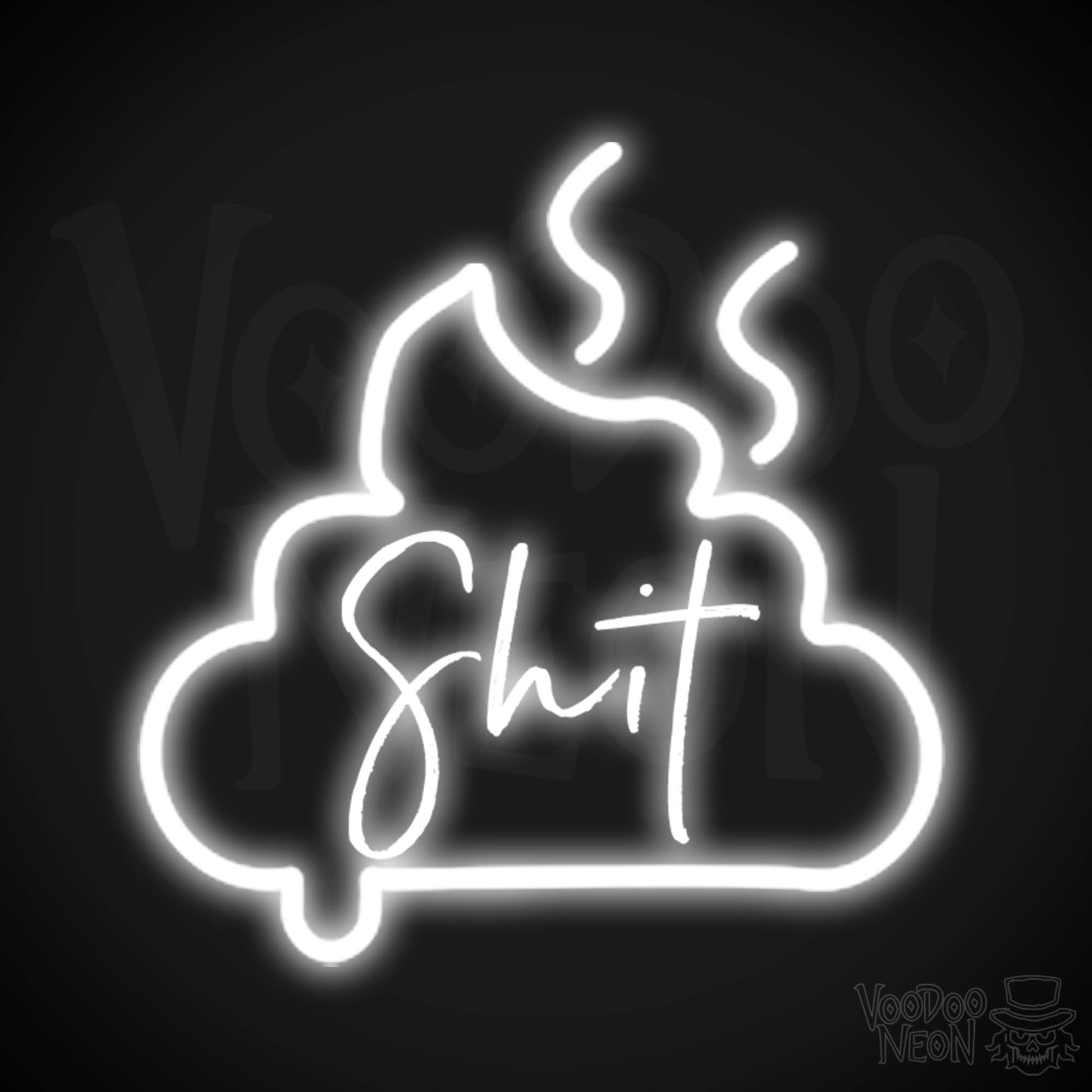 Shit Neon Sign - Neon Shit Sign - Wall Art - Color White