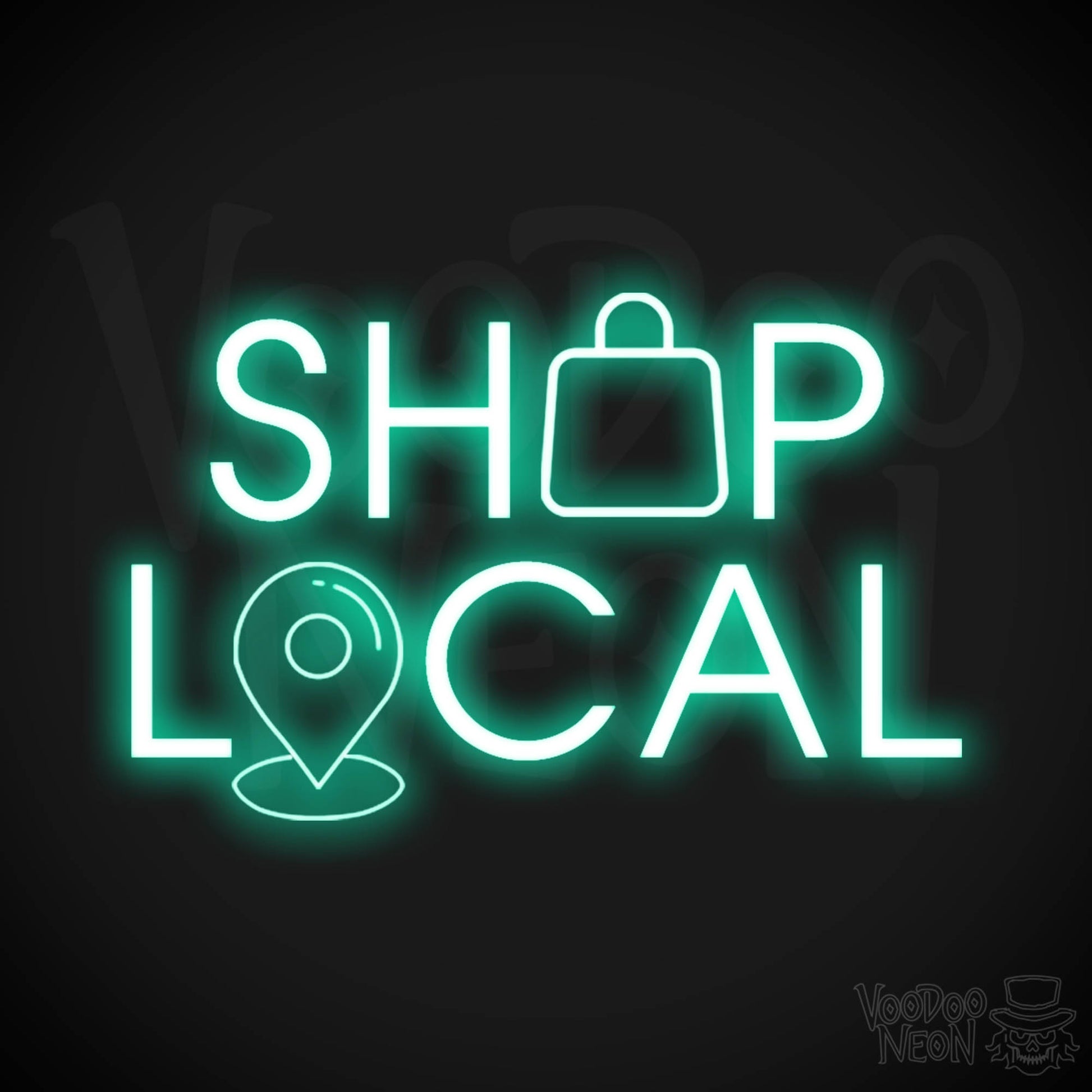 Shop Local Neon Sign - Shop Local Sign - Color Light Green