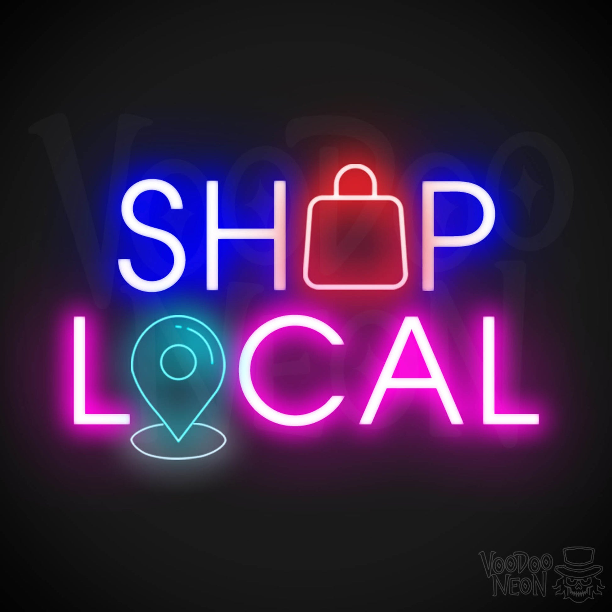 Shop Local Neon Sign - Shop Local Sign - Color Multi-Color