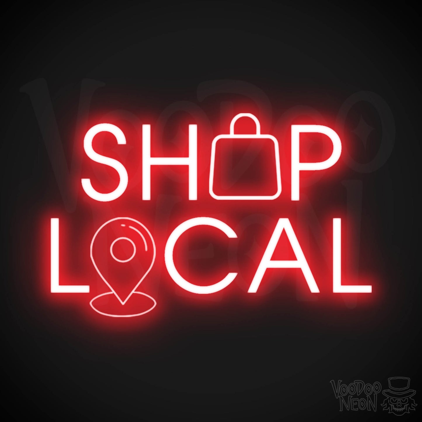 Shop Local Neon Sign - Shop Local Sign - Color Red