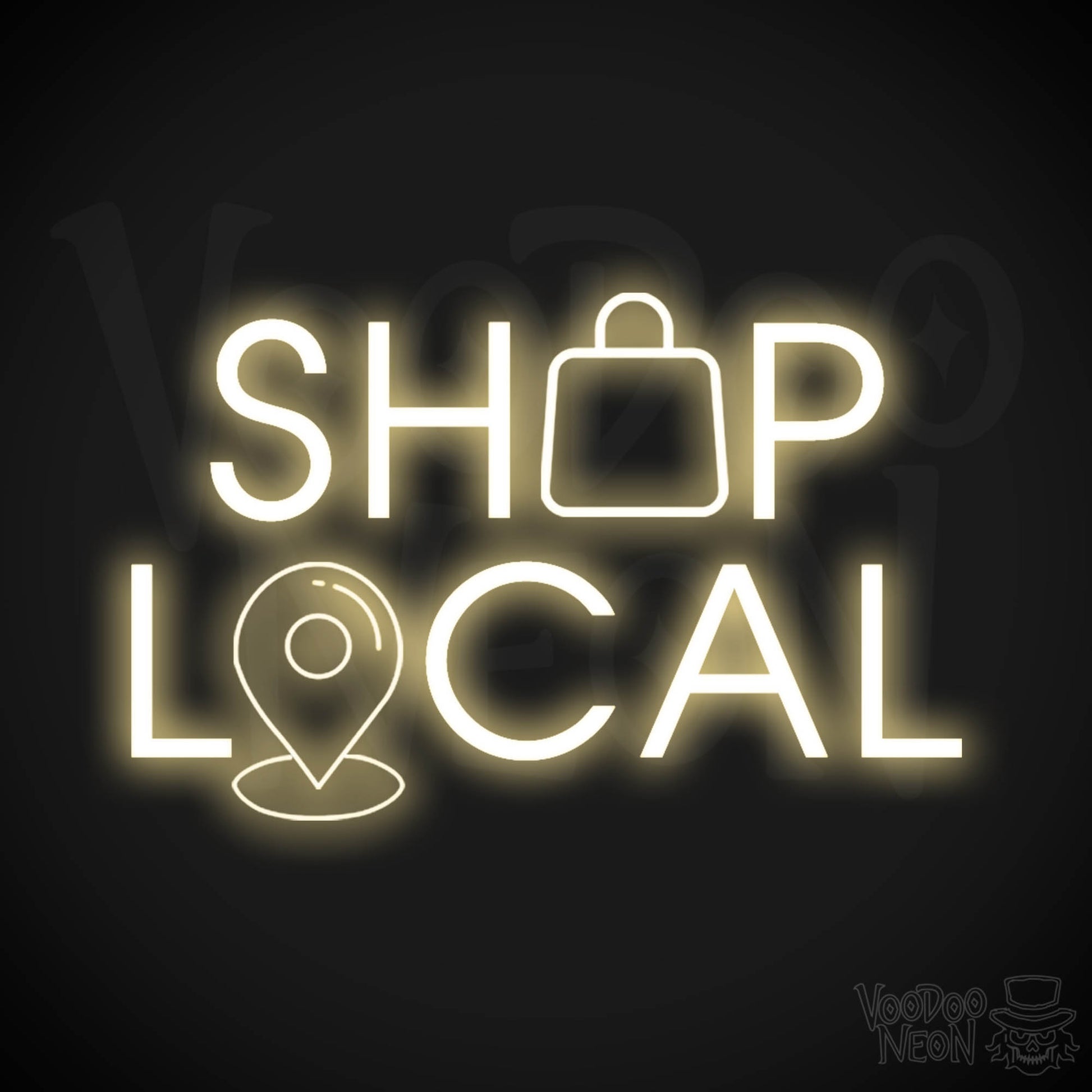 Shop Local Neon Sign - Shop Local Sign - Color Warm White