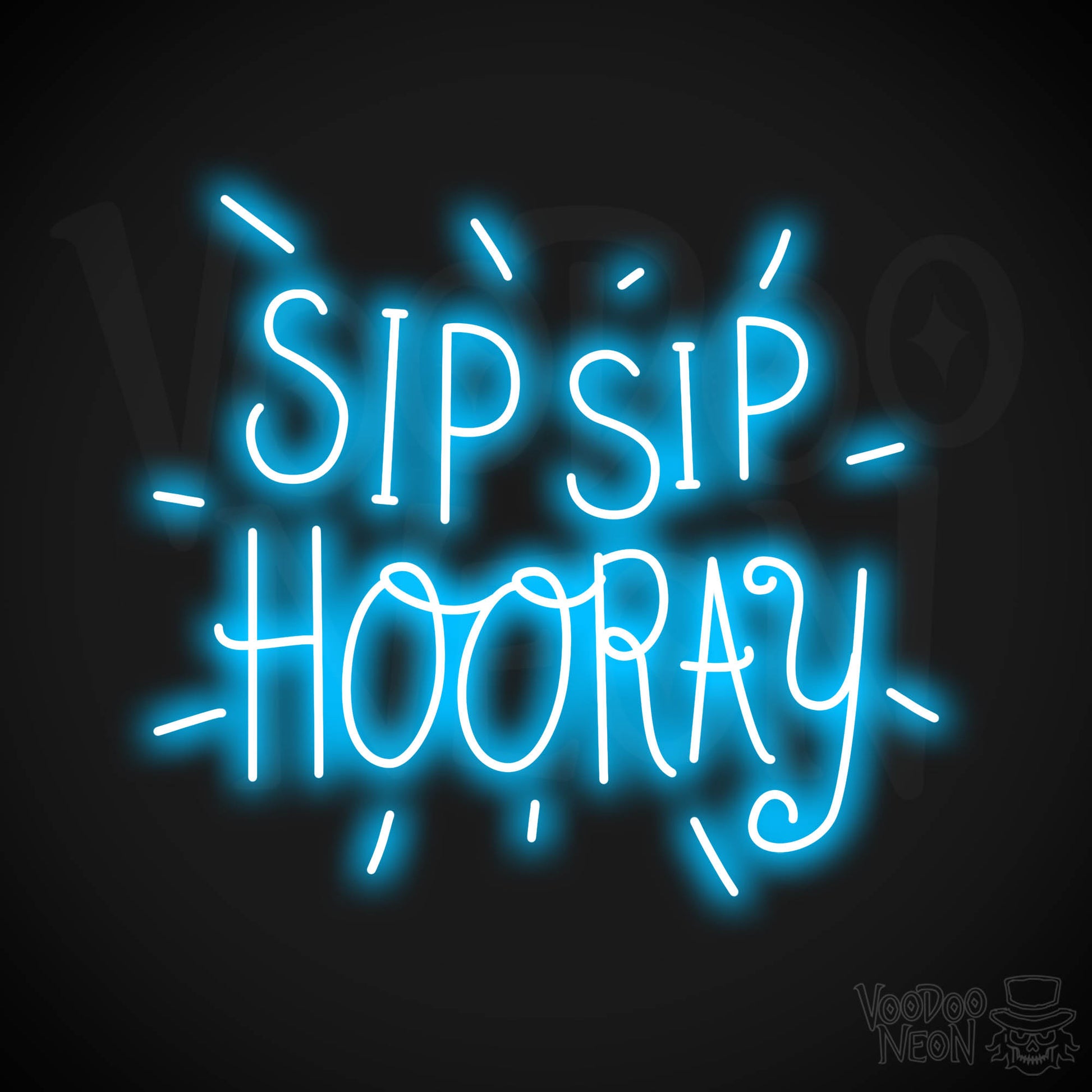 Sip Sip Hooray Neon Sign - Dark Blue