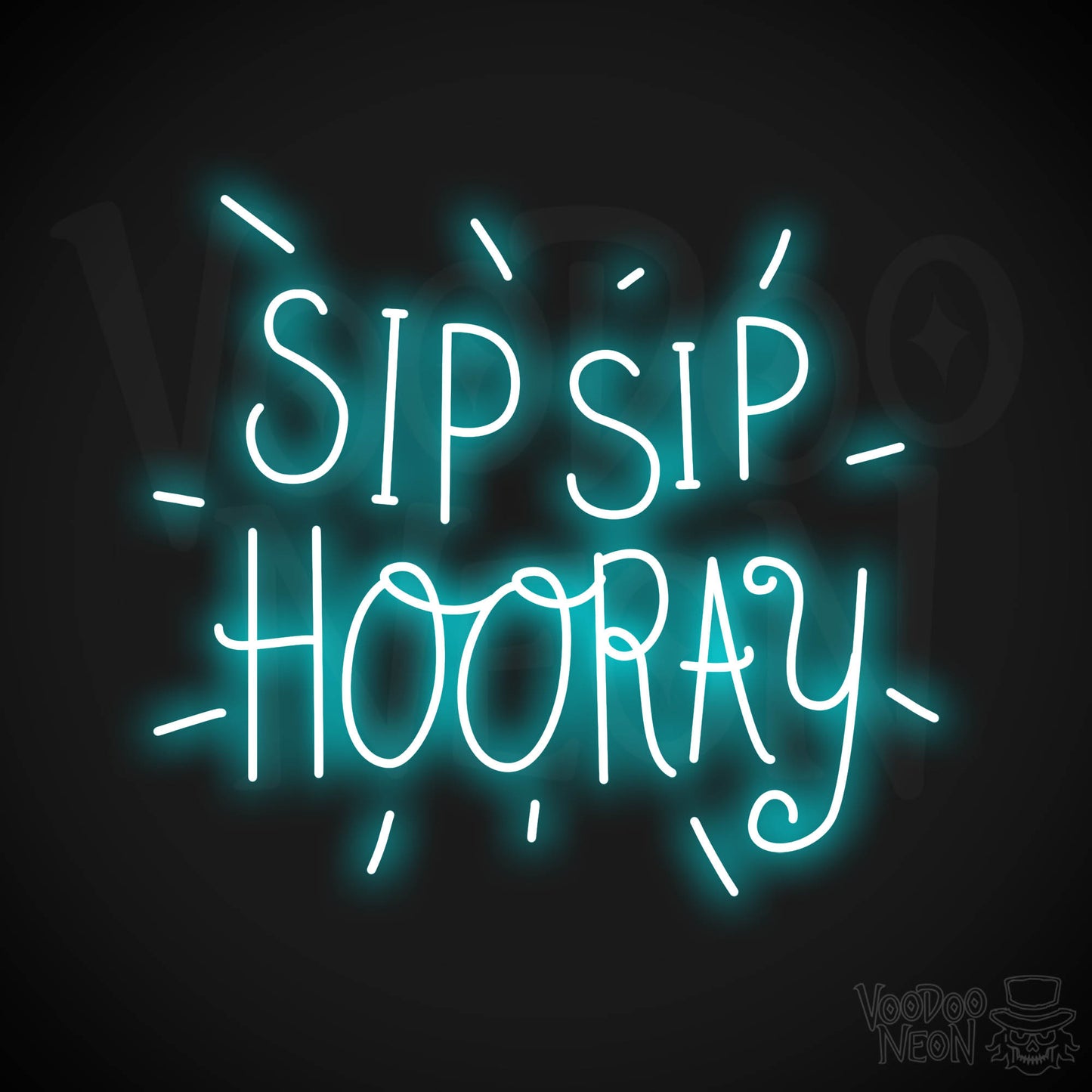 Sip Sip Hooray Neon Sign - Ice Blue