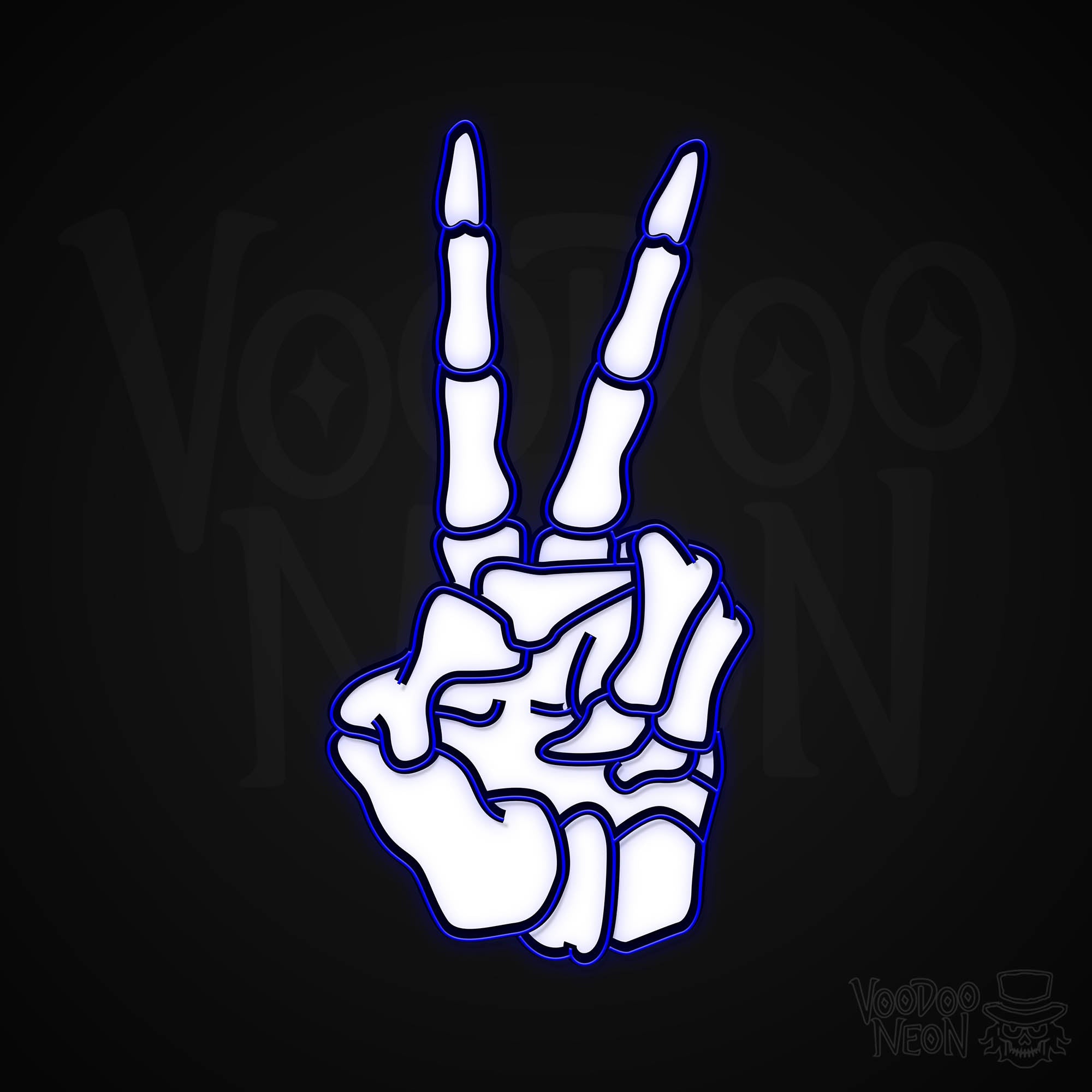 Skeleton Hand Peace Emoji Neon Sign - Multi-Color - Blackwall