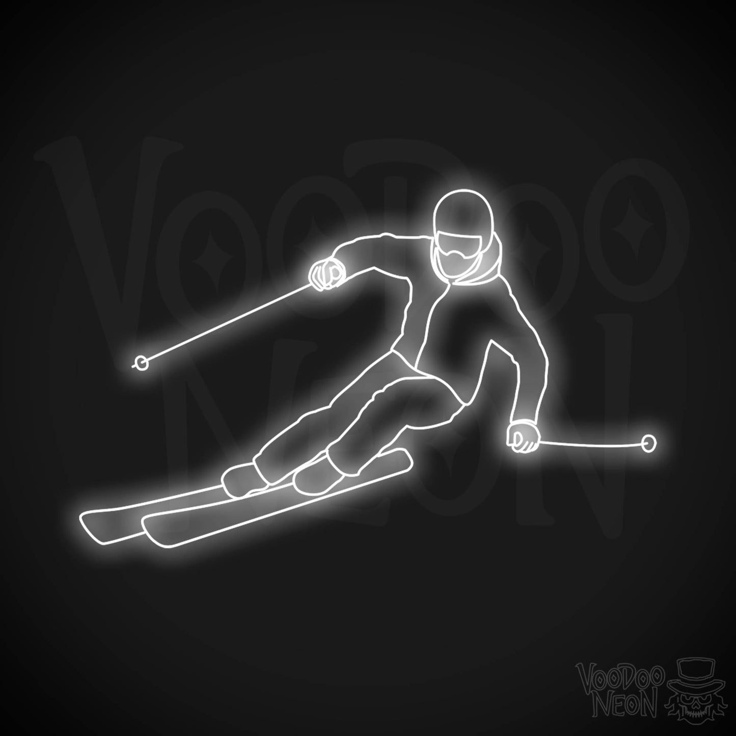 Skiing LED Neon - White