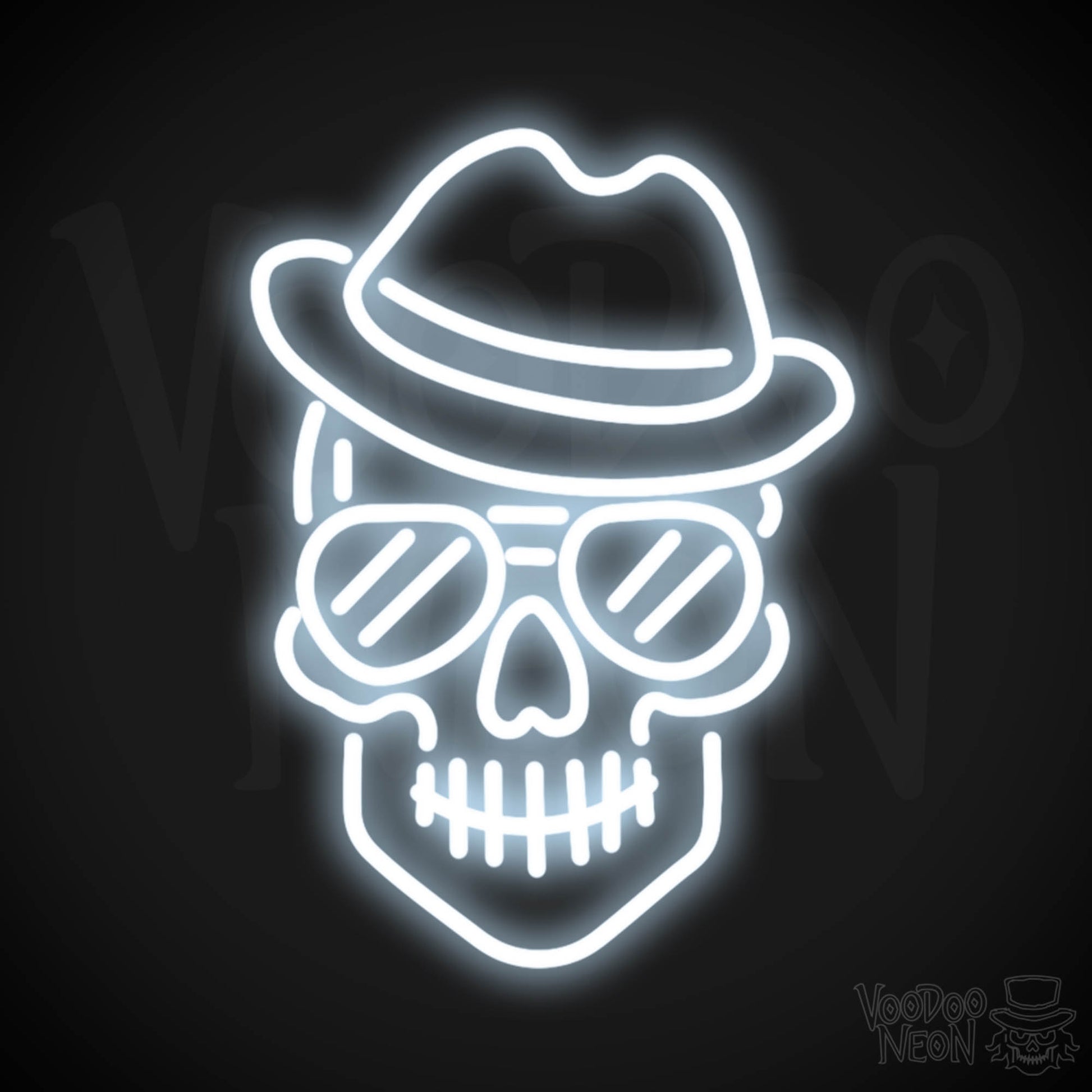 Skull Face Neon Sign - Neon Skull Face Sign - Neon Skull Light - Wall Art - Color Cool White