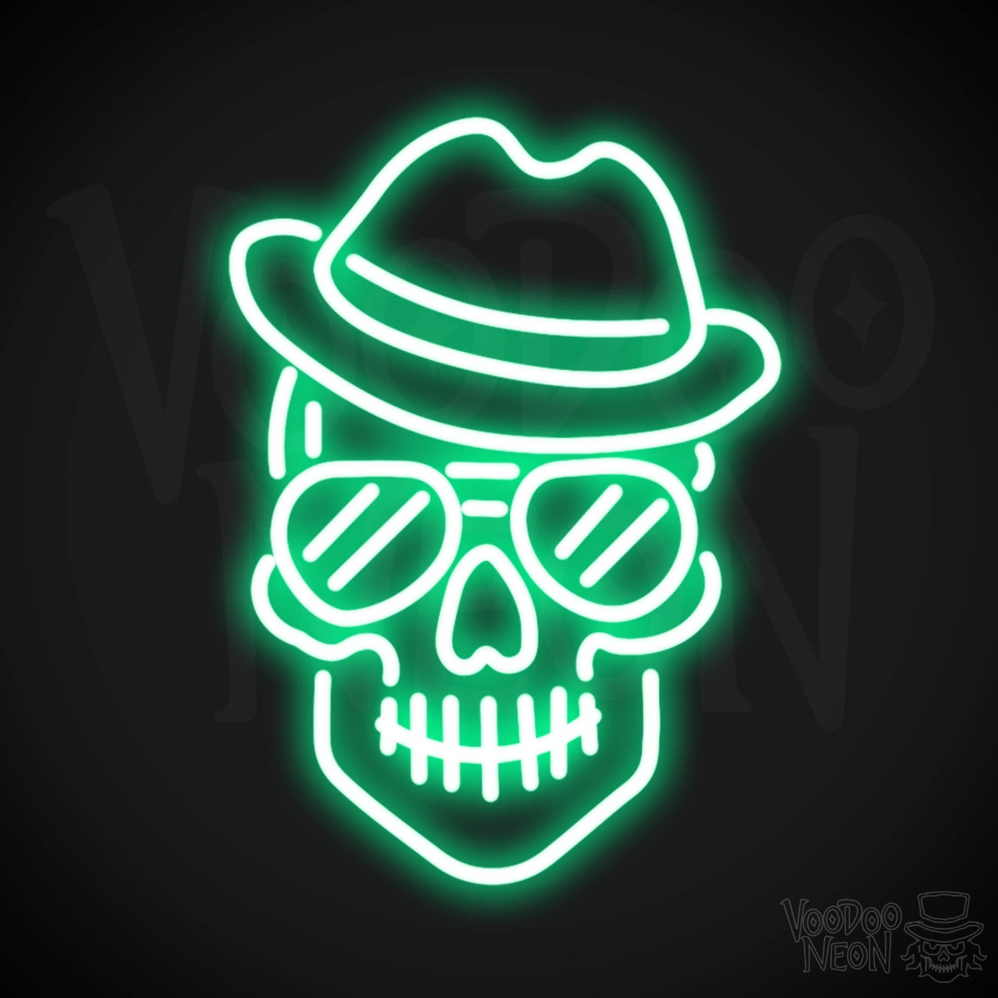 Skull Face Neon Sign - Neon Skull Face Sign - Neon Skull Light - Wall Art - Color Green