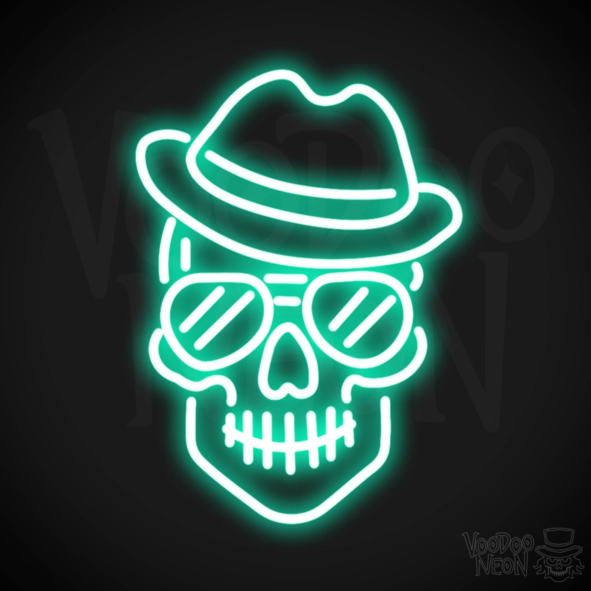 Skull Face Neon Sign - Neon Skull Face Sign - Neon Skull Light - Wall Art - Color Light Green