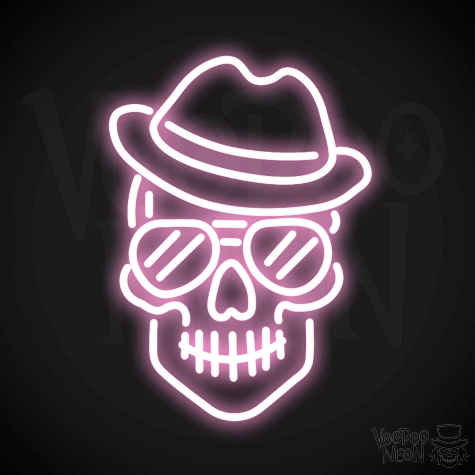 Skull Face Neon Sign - Neon Skull Face Sign - Neon Skull Light - Wall Art - Color Light Pink