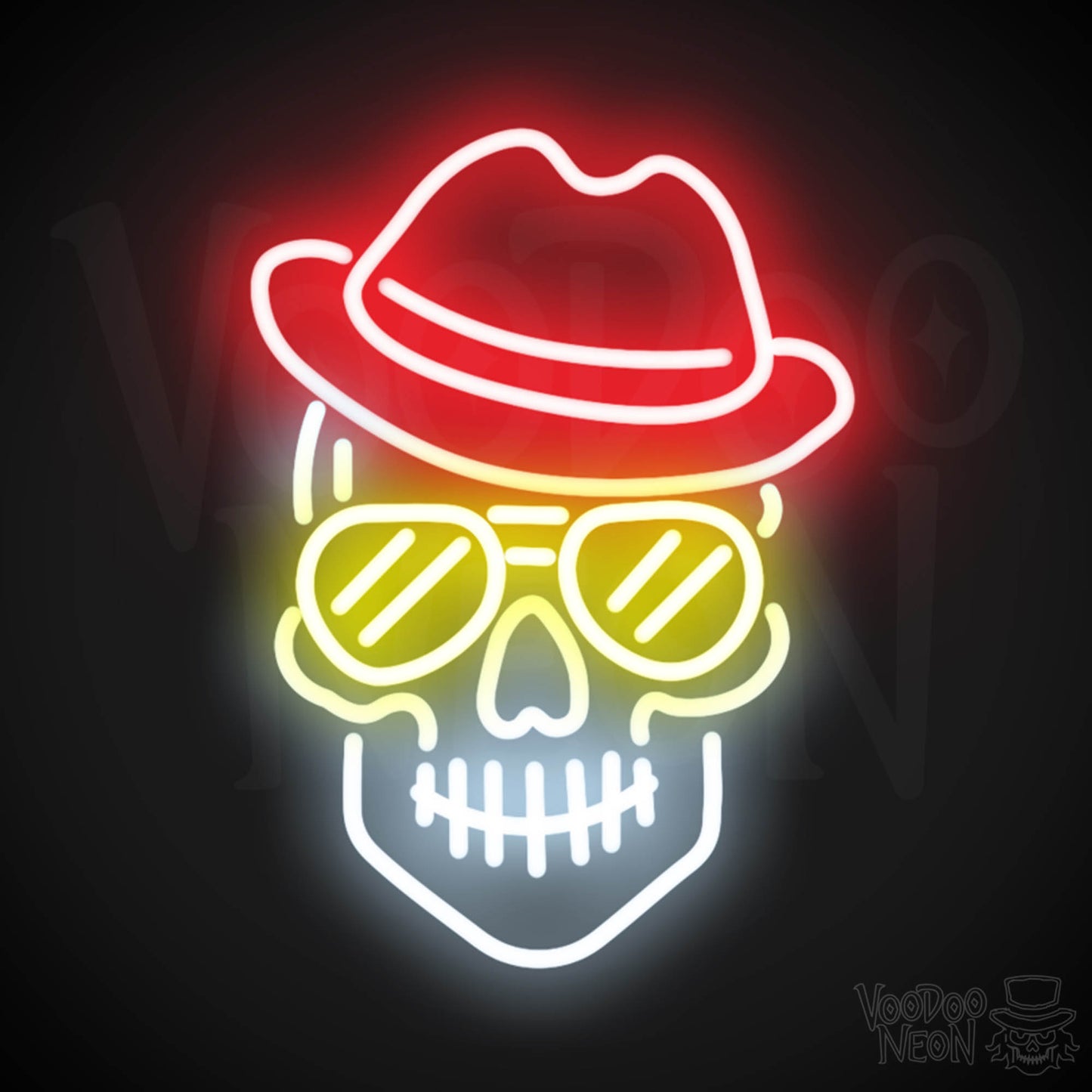 Skull Face Neon Sign - Neon Skull Face Sign - Neon Skull Light - Wall Art - Color Multi-Color