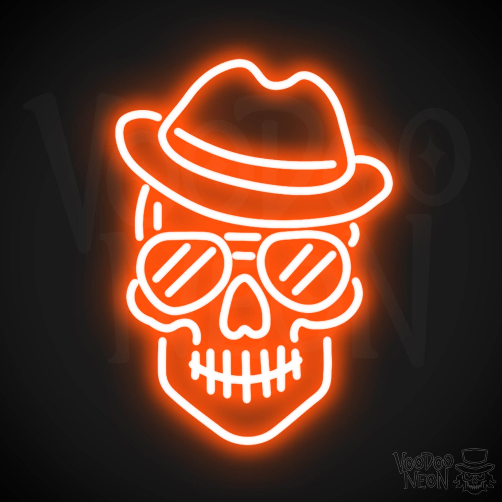 Skull Face Neon Sign - Neon Skull Face Sign - Neon Skull Light - Wall Art - Color Orange