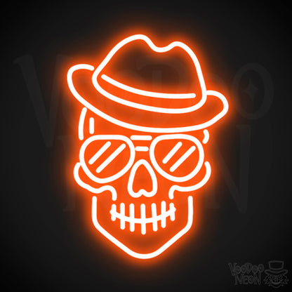 Skull Face Neon Sign - Neon Skull Face Sign - Neon Skull Light - Wall Art - Color Orange