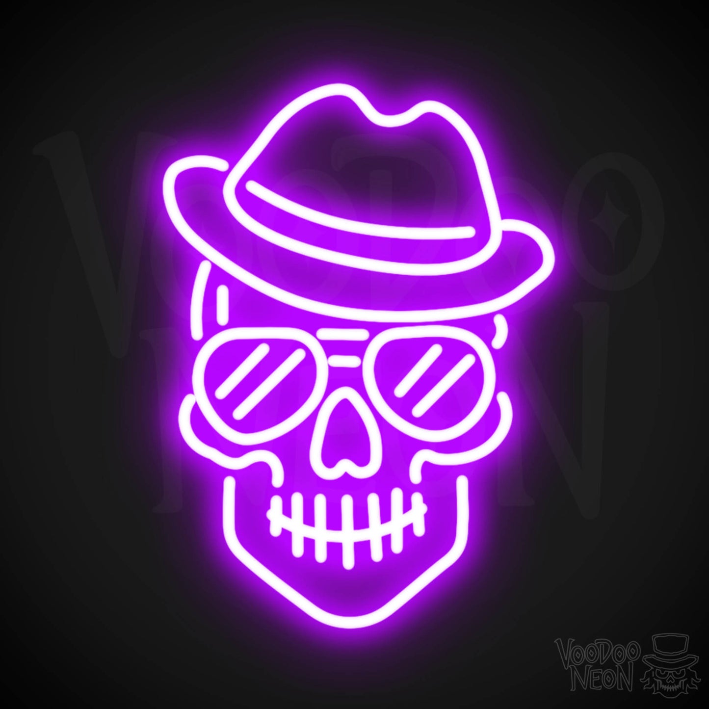 Skull Face Neon Sign - Neon Skull Face Sign - Neon Skull Light - Wall Art - Color Purple