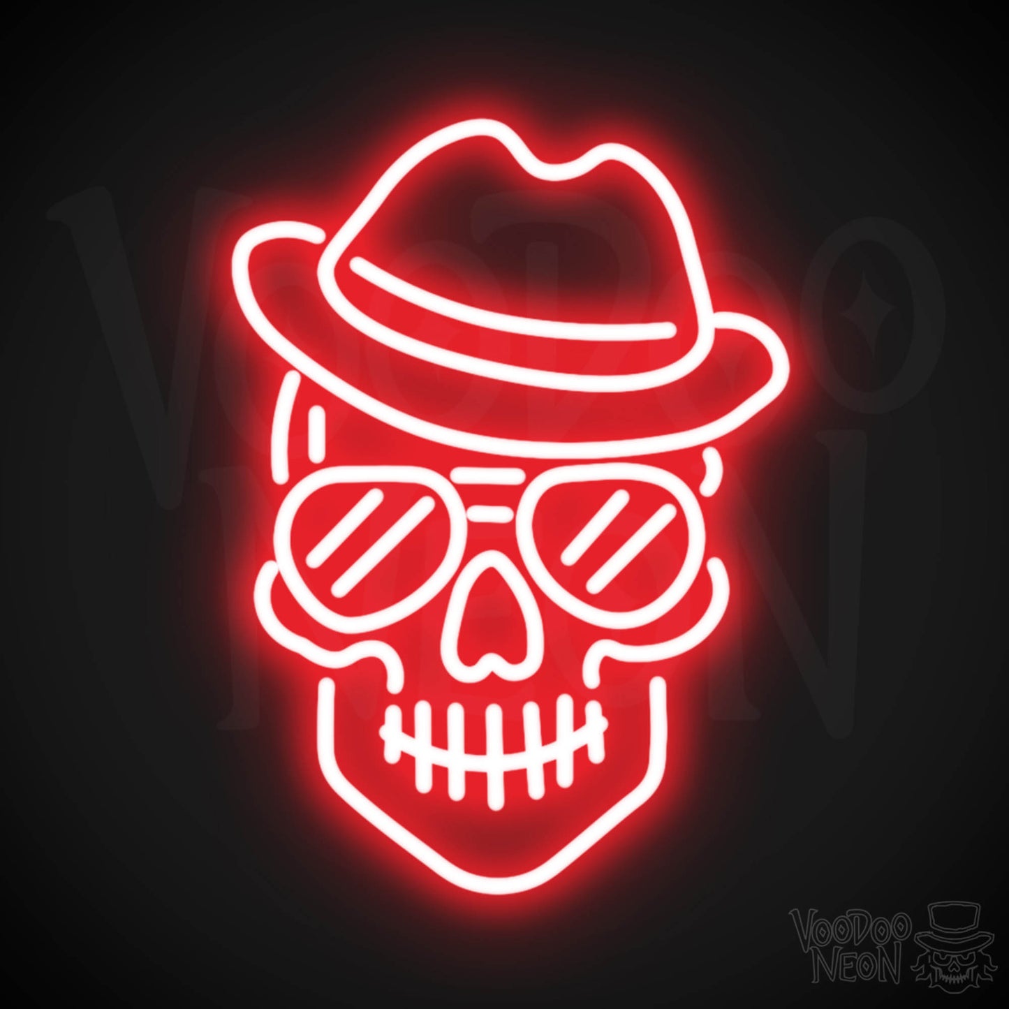 Skull Face Neon Sign - Neon Skull Face Sign - Neon Skull Light - Wall Art - Color Red