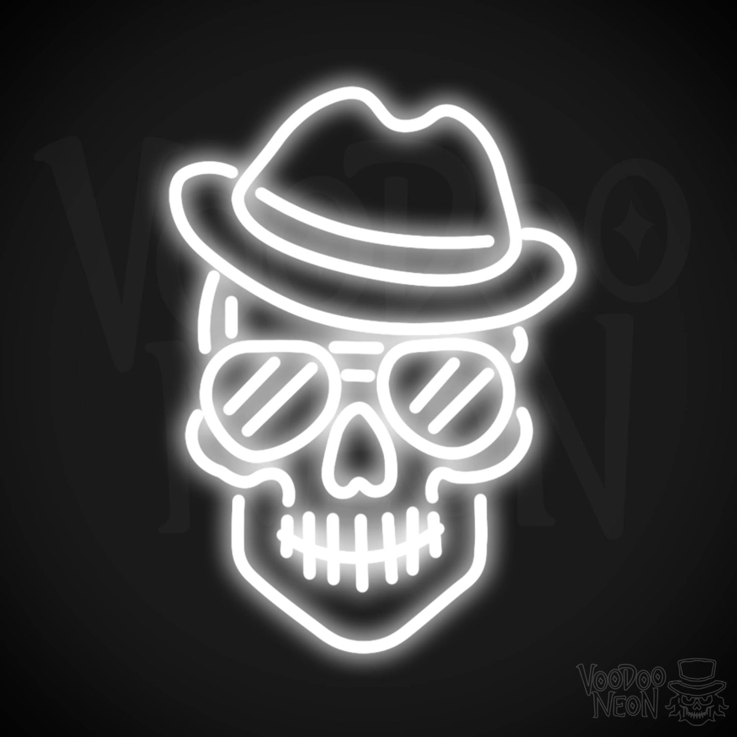 Skull Face Neon Sign - Neon Skull Face Sign - Neon Skull Light - Wall Art - Color White