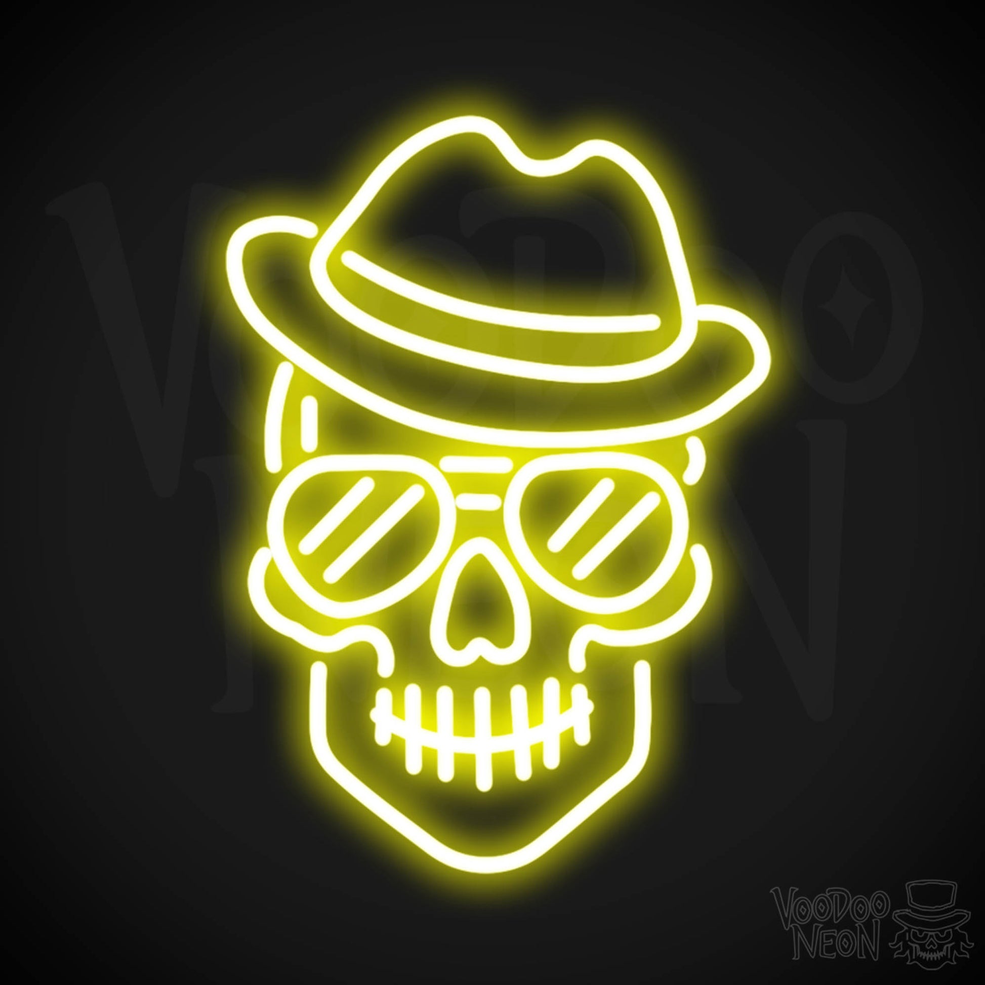 Skull Face Neon Sign - Neon Skull Face Sign - Neon Skull Light - Wall Art - Color Yellow