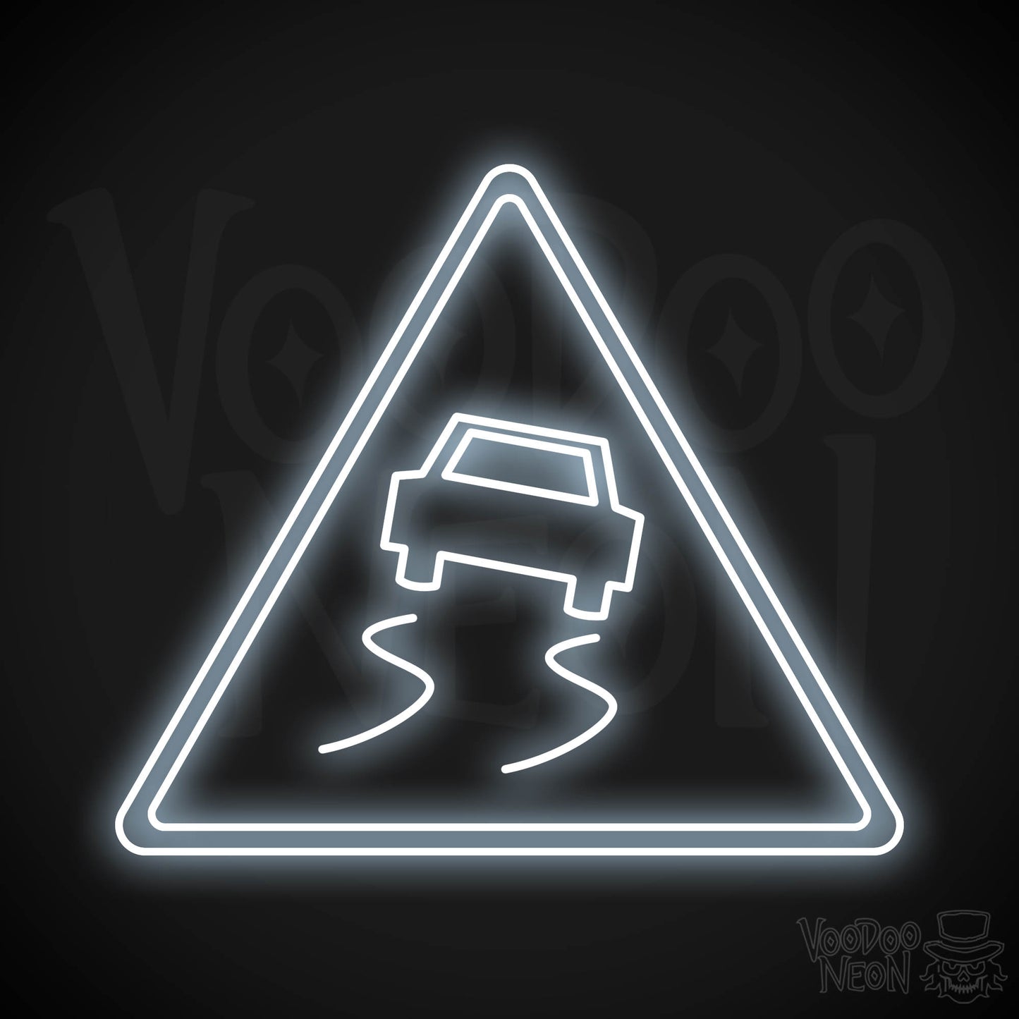 Slippery Road Neon Sign - Cool White