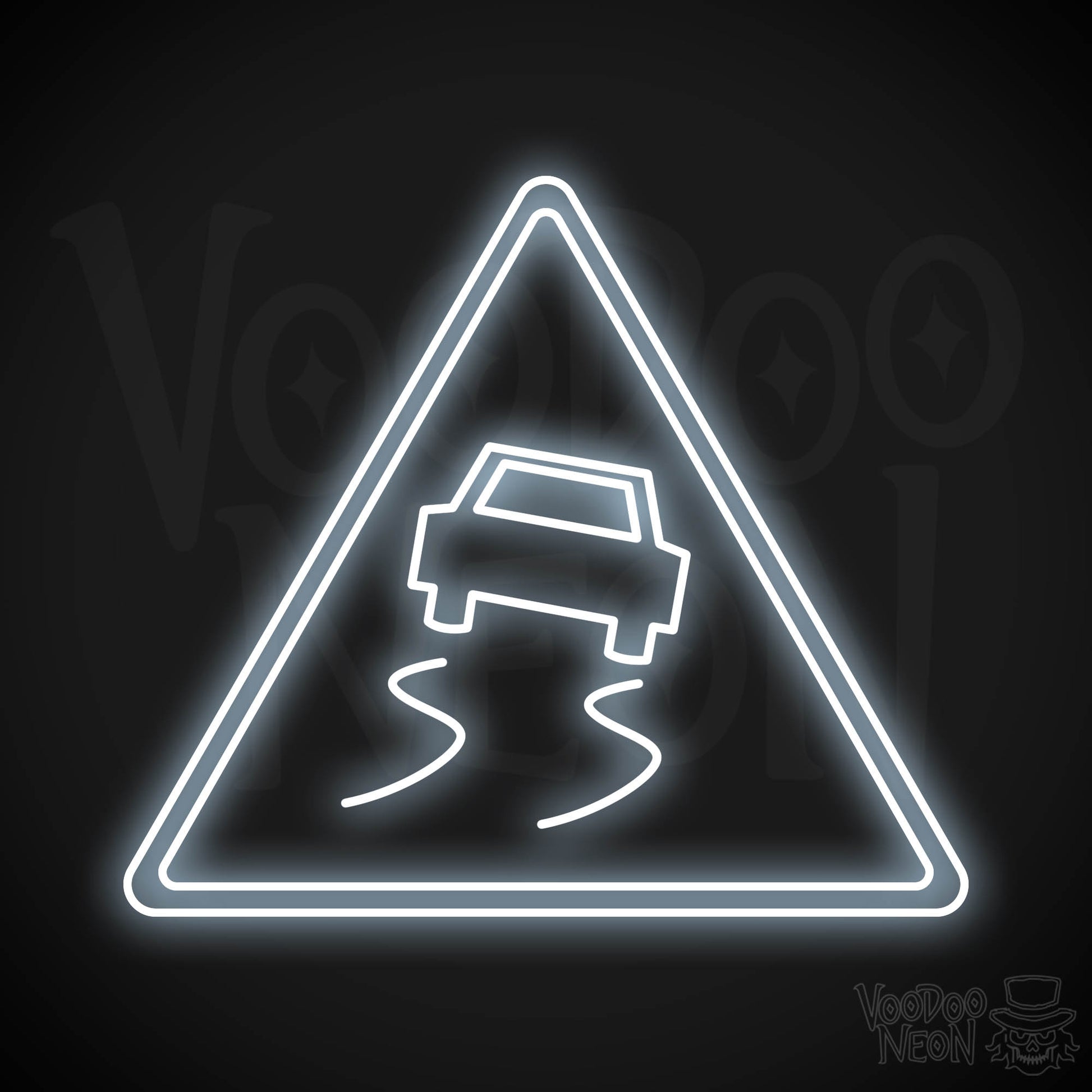 Slippery Road Neon Sign - Cool White