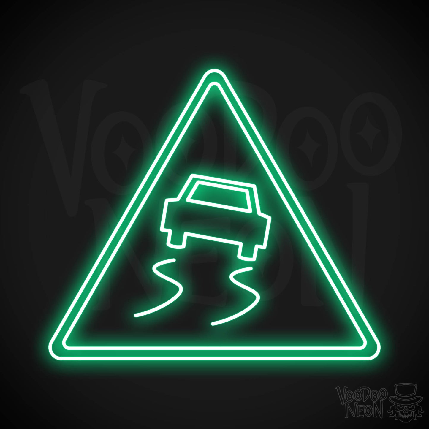 Slippery Road Neon Sign - Green