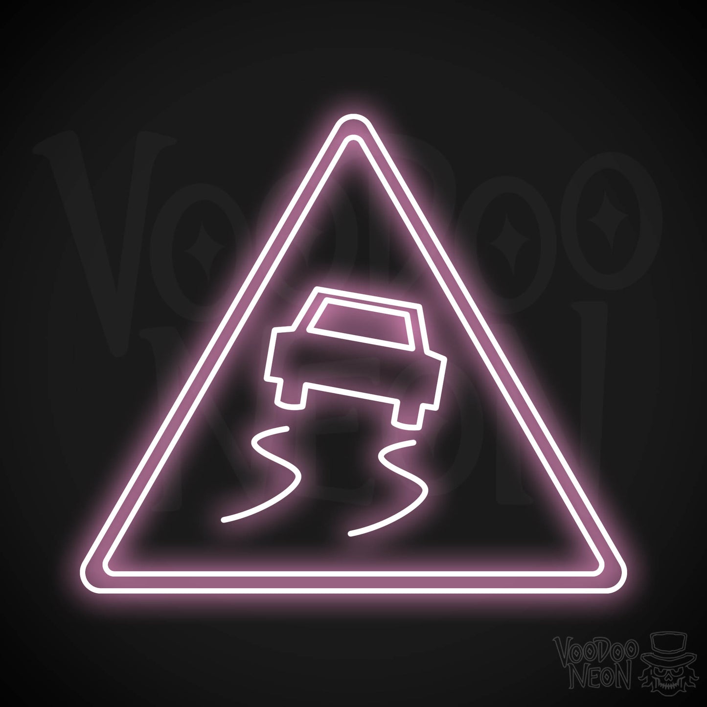 Slippery Road Neon Sign - Light Pink