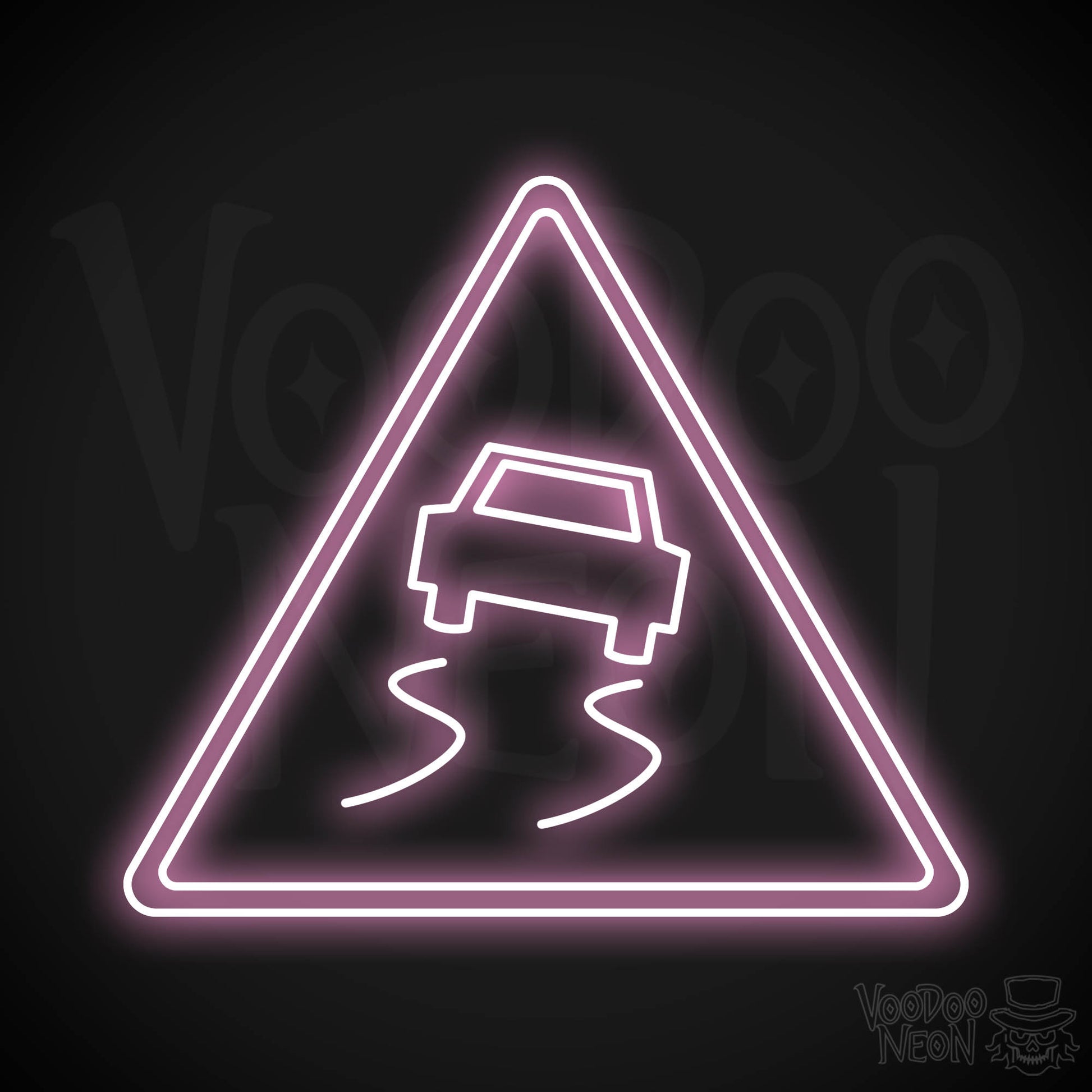 Slippery Road Neon Sign - Light Pink