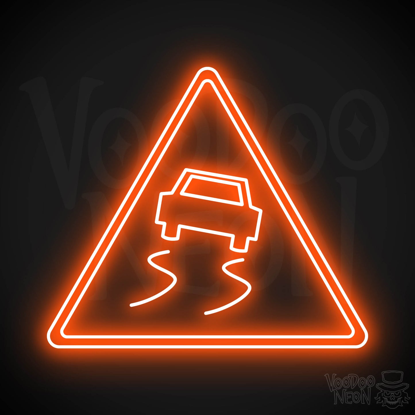 Slippery Road Neon Sign - Orange