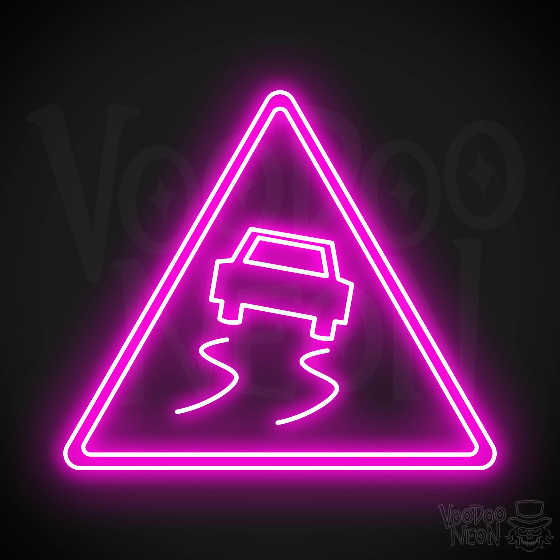 Slippery Road Neon Sign - Pink