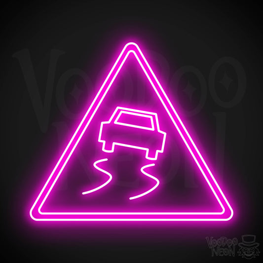 Slippery Road Neon Sign - Pink