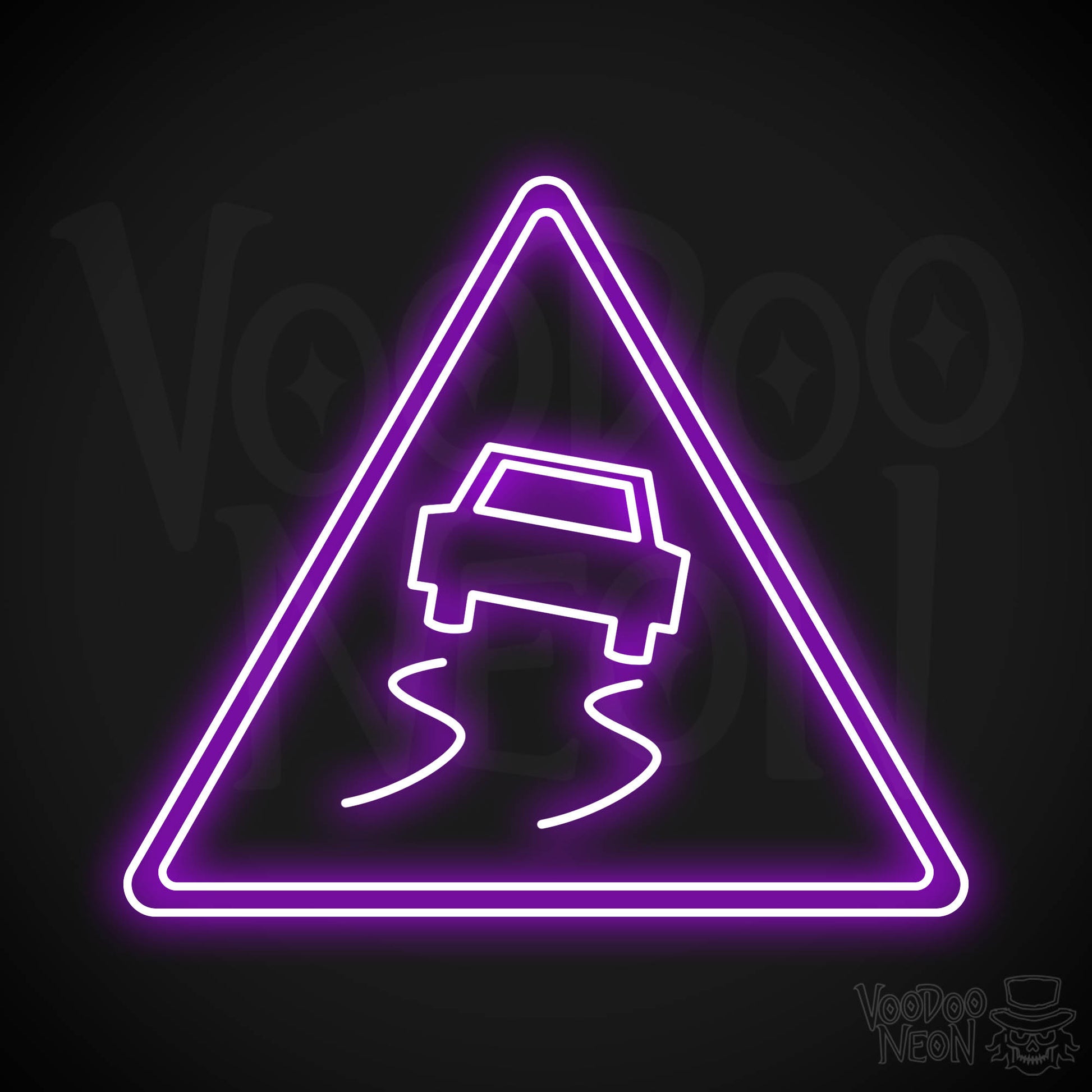 Slippery Road Neon Sign - Purple