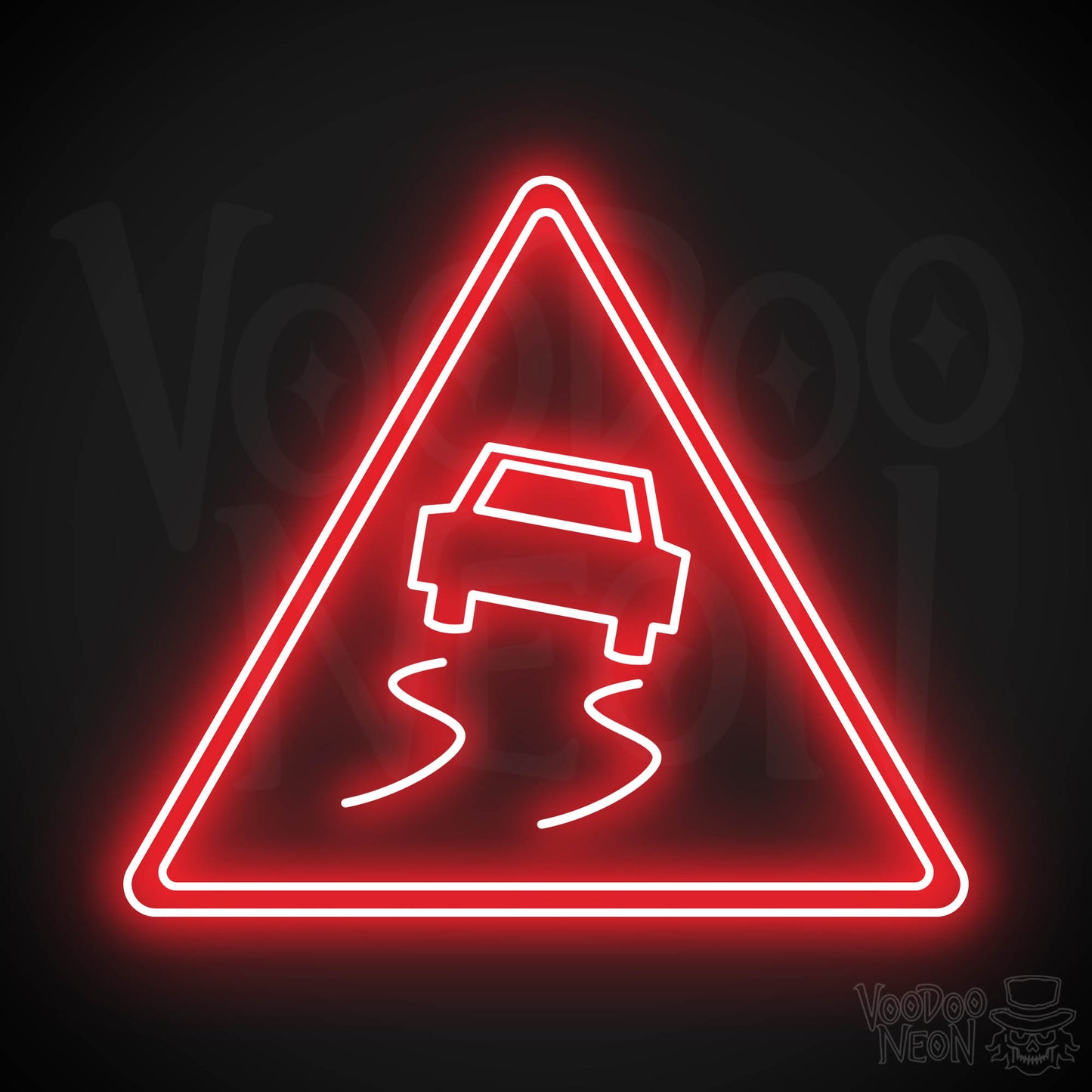 Slippery Road Neon Sign - Red