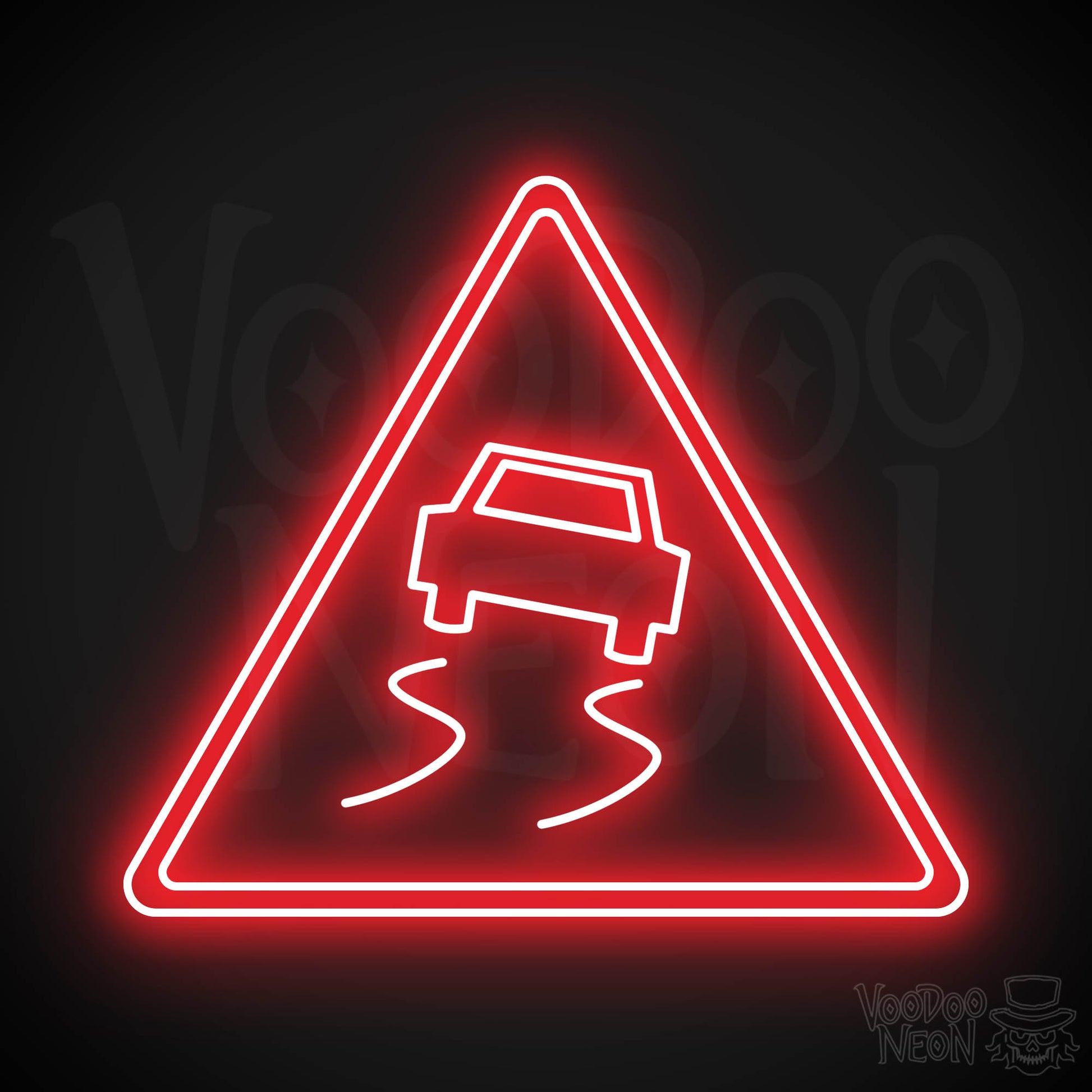 Slippery Road Neon Sign - Red