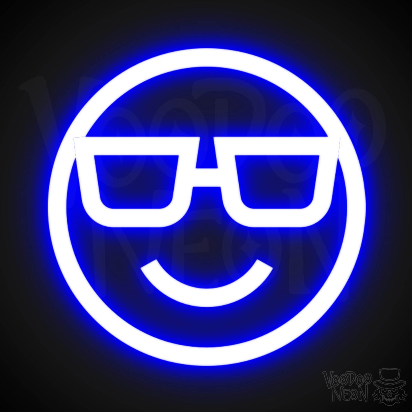 Neon Smiley Face - Smiley Face Neon Sign - LED Wall Art - Color Dark Blue