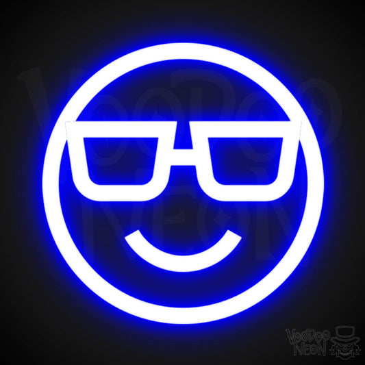 Neon Smiley Face - Smiley Face Neon Sign - LED Wall Art - Color Dark Blue