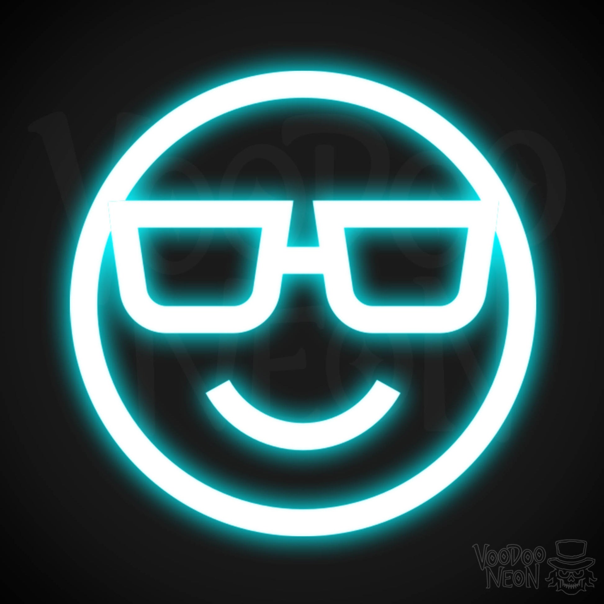 Neon Smiley Face - Smiley Face Neon Sign - LED Wall Art - Color Ice Blue