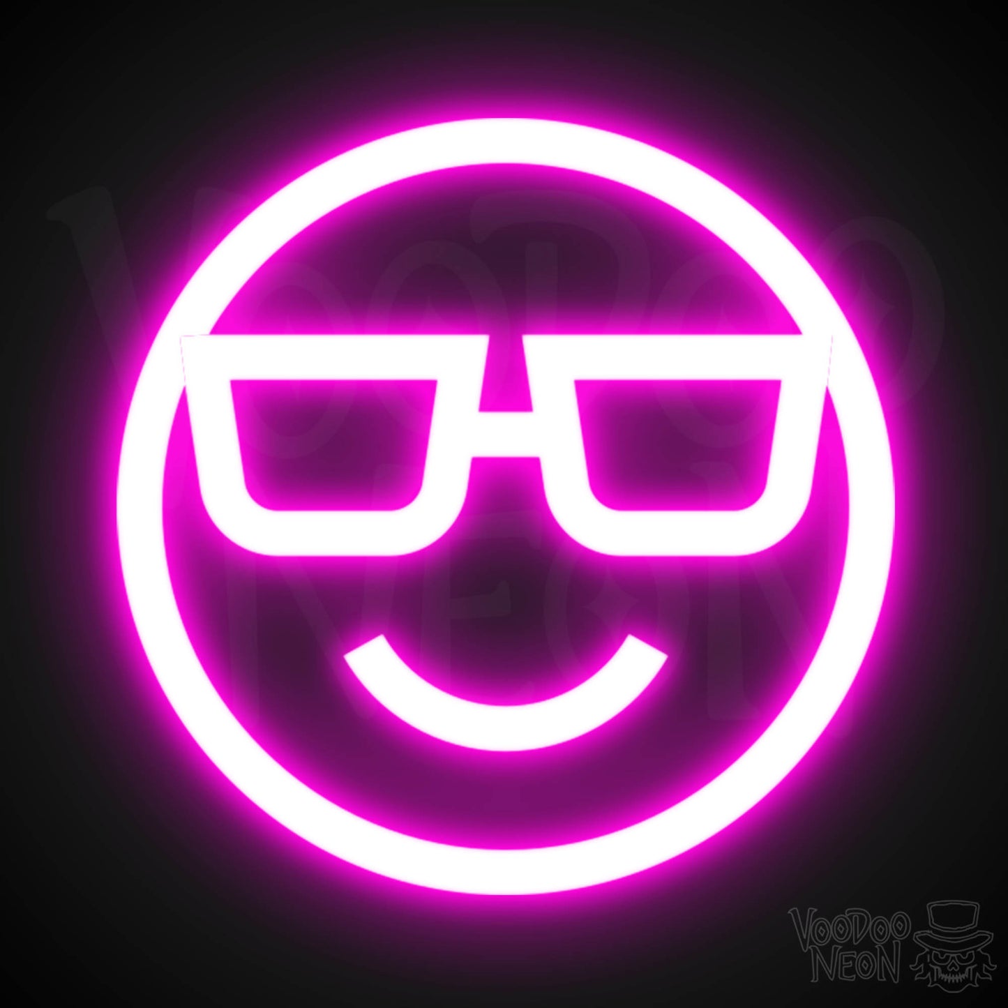 Neon Smiley Face - Smiley Face Neon Sign - LED Wall Art - Color Pink