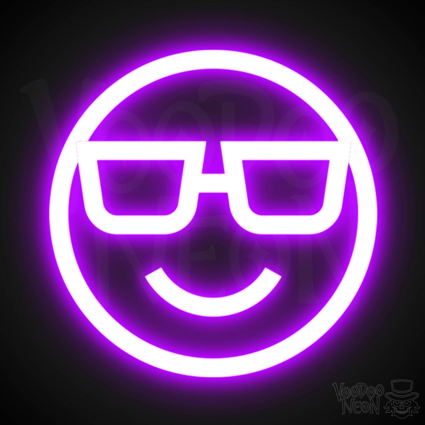 Neon Smiley Face - Smiley Face Neon Sign - LED Wall Art - Color Purple