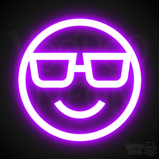 Neon Smiley Face - Smiley Face Neon Sign - LED Wall Art - Color Purple