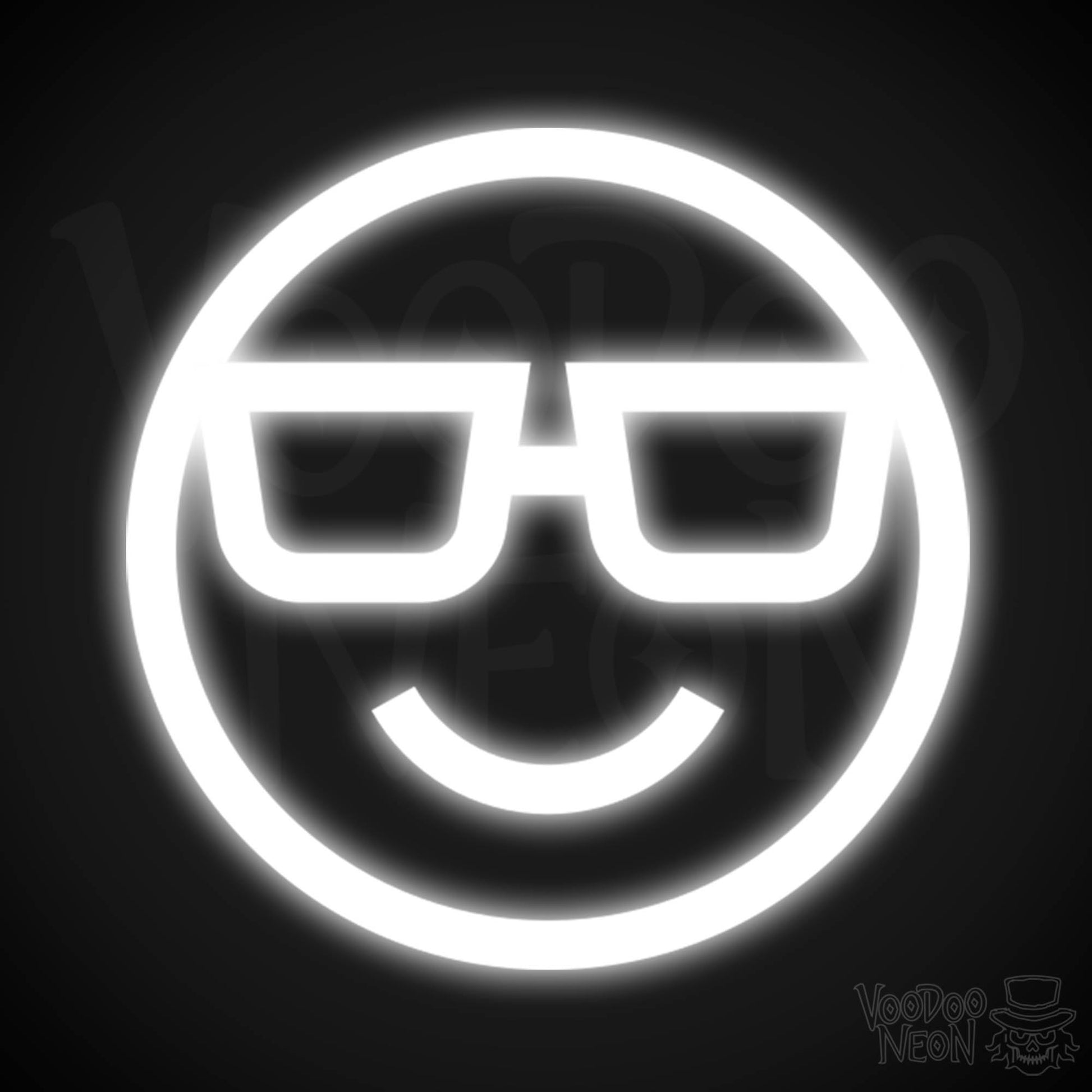 Neon Smiley Face - Smiley Face Neon Sign - LED Wall Art - Color White