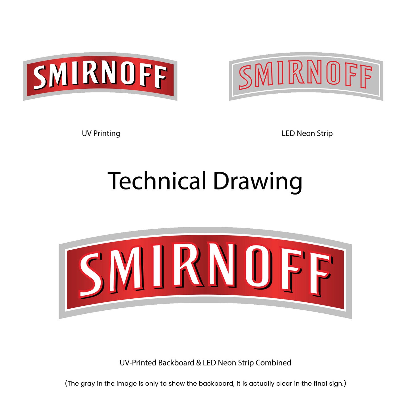 Smirnoff Neon Sign - Multi-Color - Technical Drawing